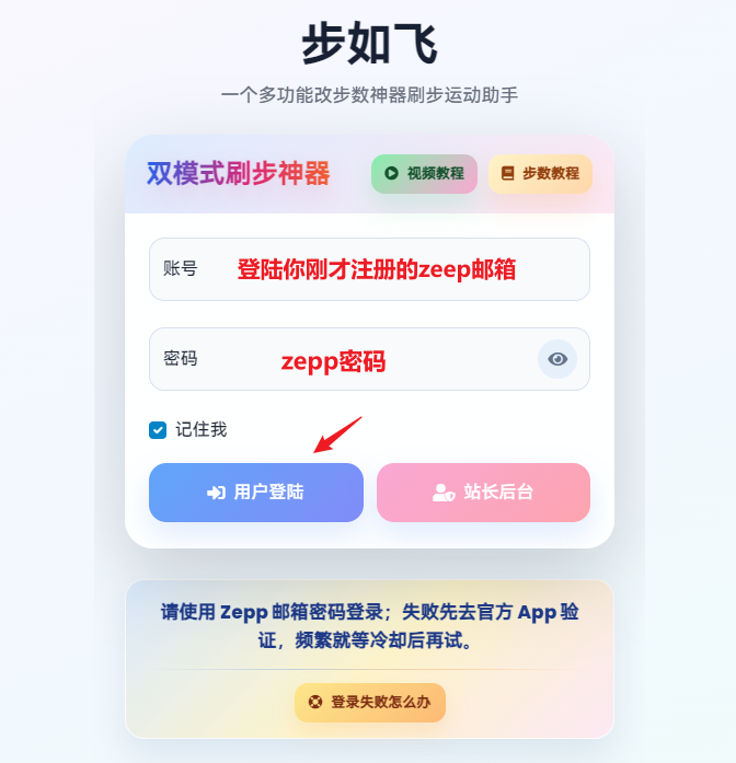 网站登录示意图